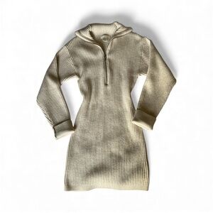 H&M Beige Ribbed Knit Sweater Dress